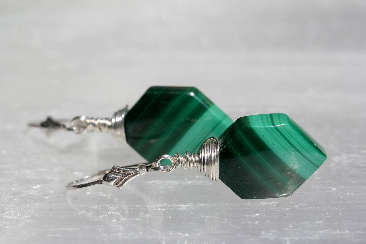 Malachite Hexagonal Earrings