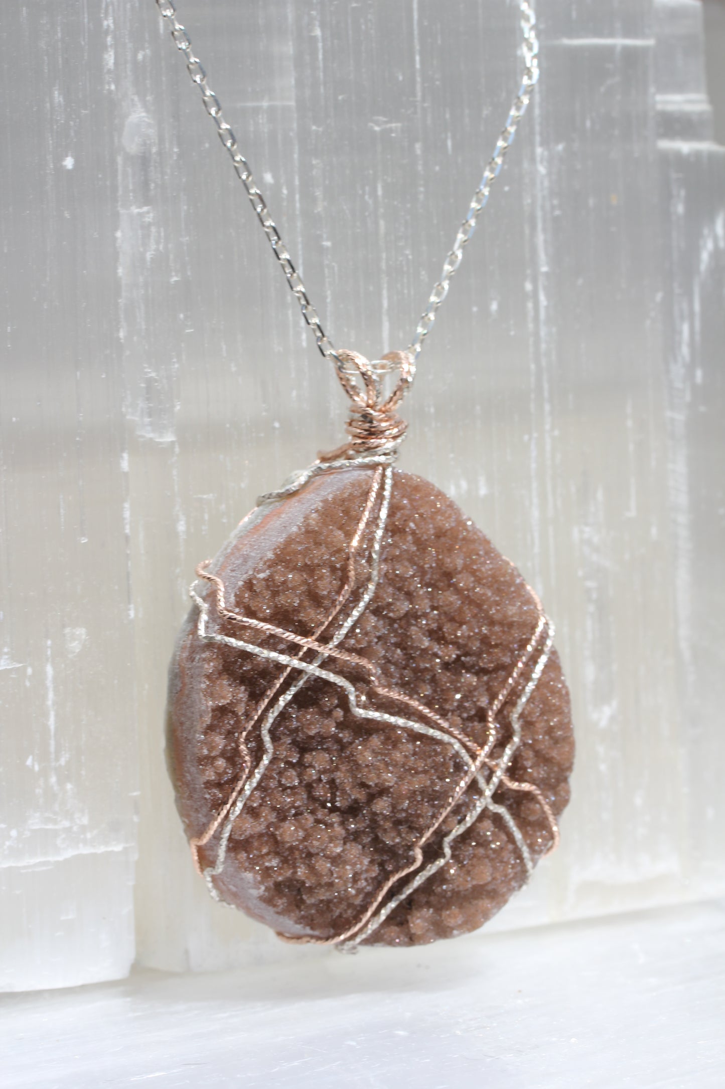 Brown Quartz Druzy Large Pendant