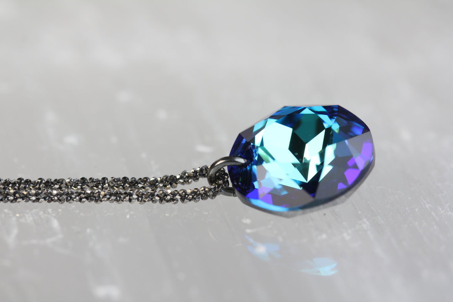 Bermuda Blue Austrian Crystal Dime Drop Necklace