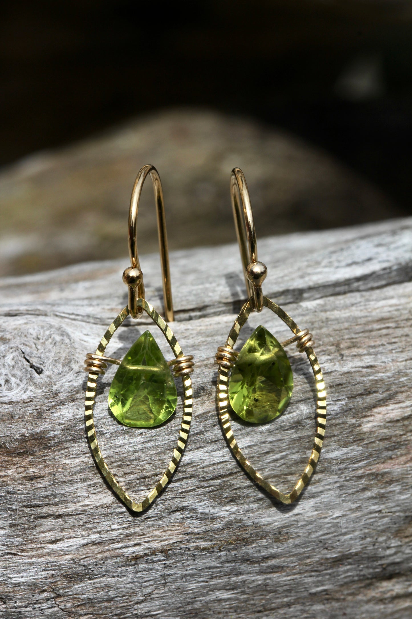 Peridot Gold Marquis Small Drop Earrings