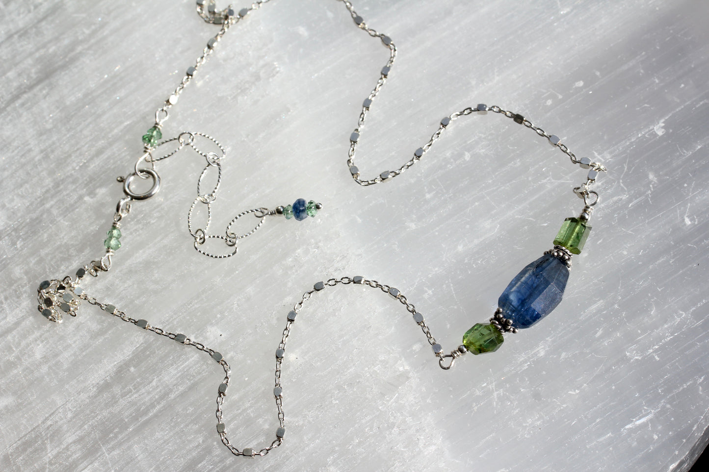 Kyanite Tourmaline Silver Necklace