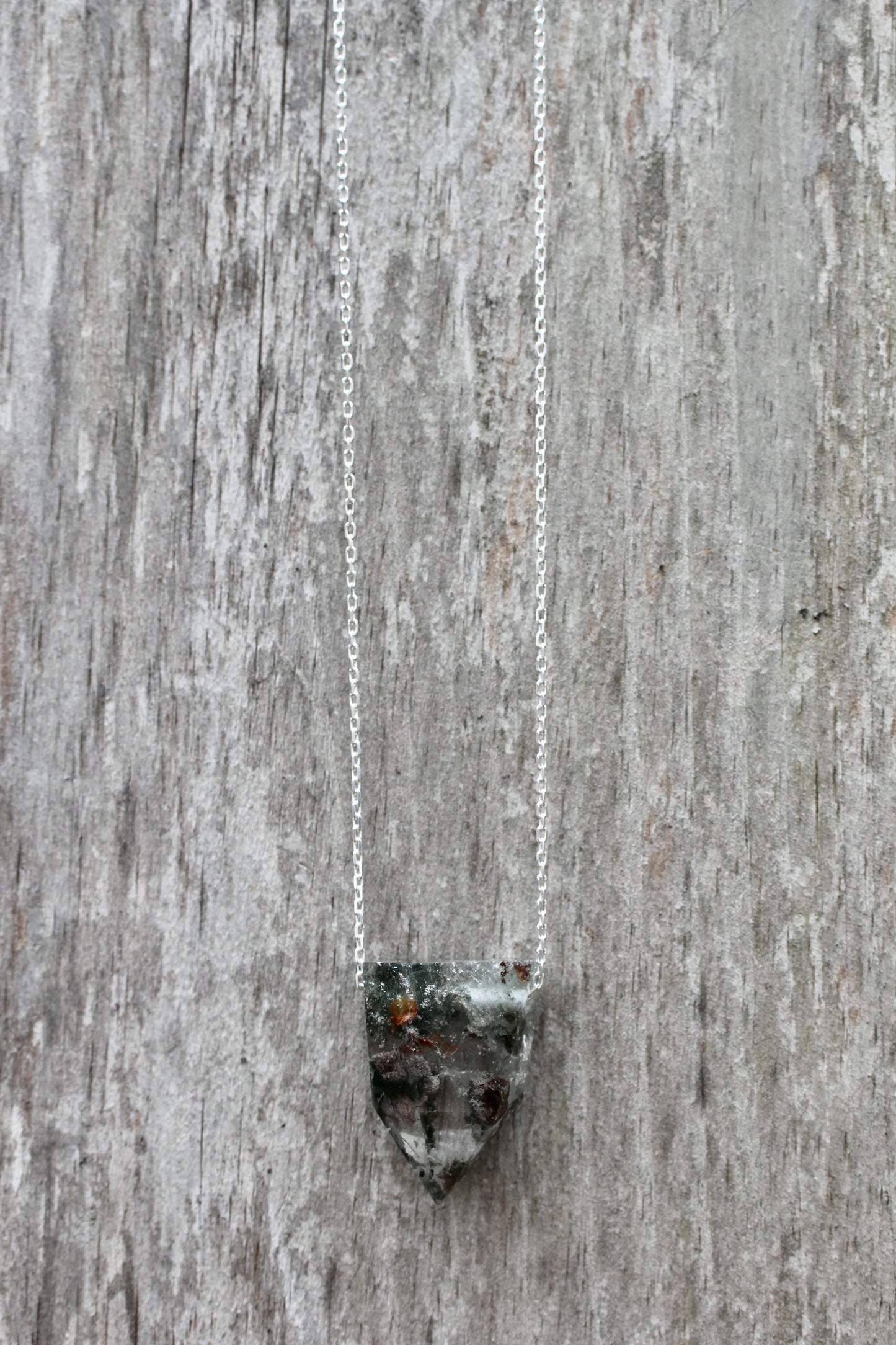 Lodolite Chunky Crystal Point Long Necklace