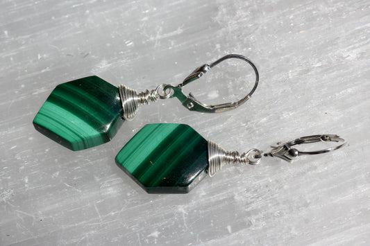 Malachite Hexagonal Earrings