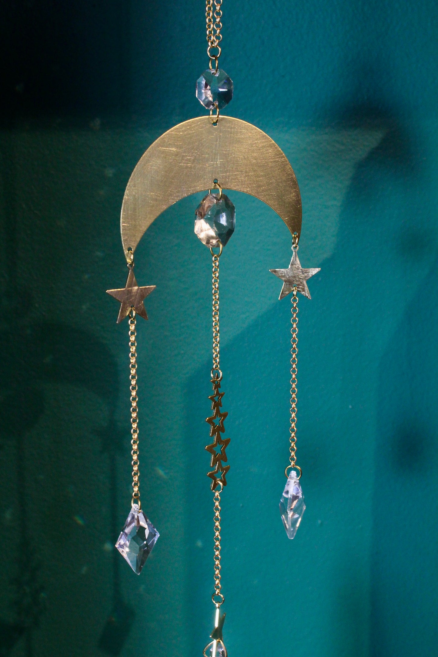 Celestial Crystal Mobile in Brass