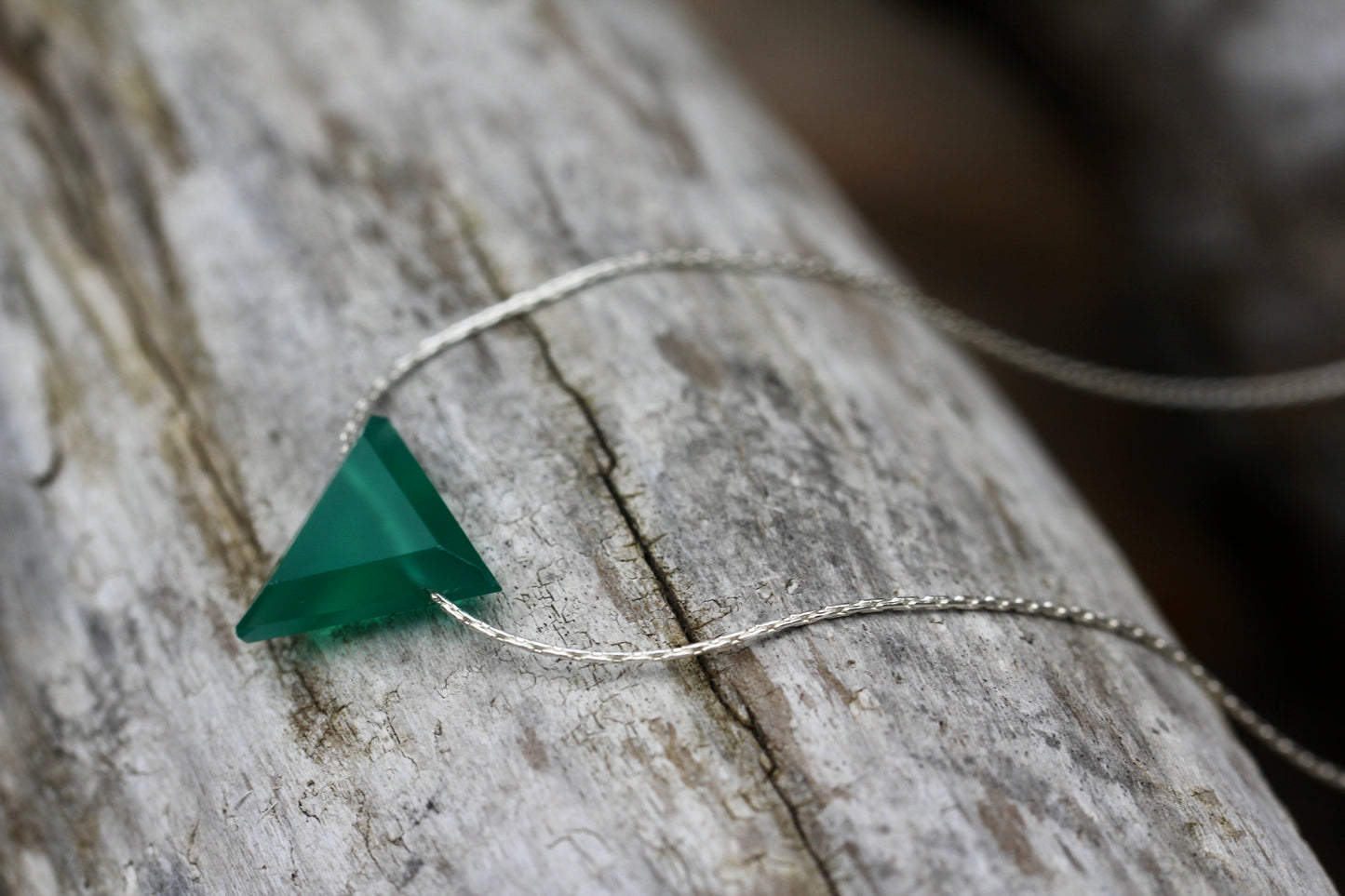 Green Onyx Triangle Spike Necklace