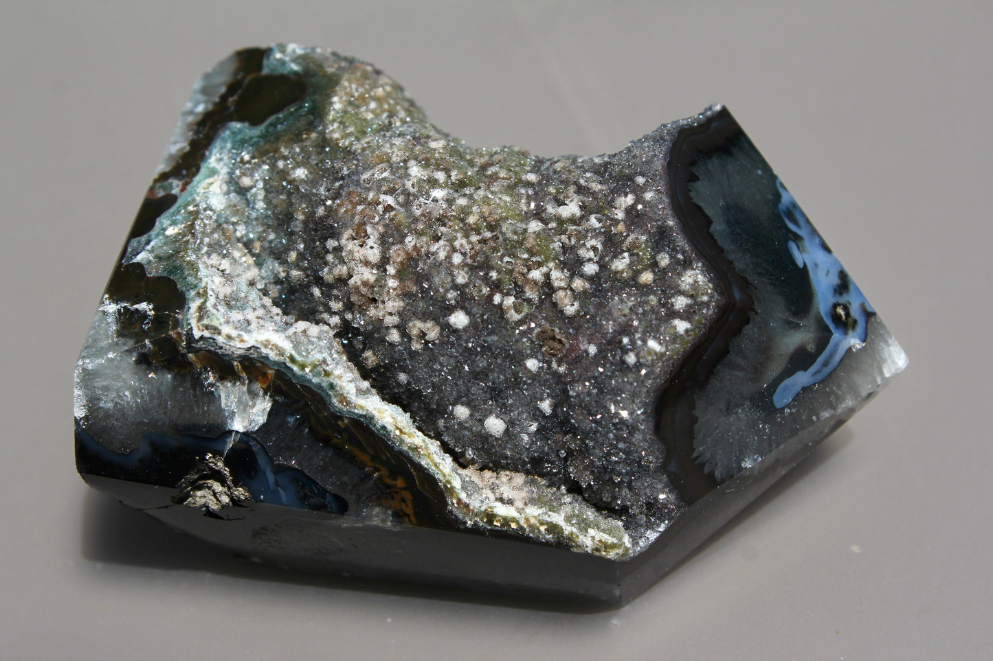 Black and Grey Agate Druzy Point