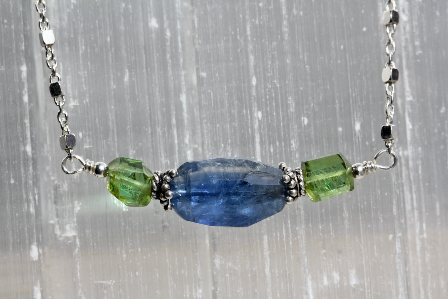 Kyanite Tourmaline Silver Necklace