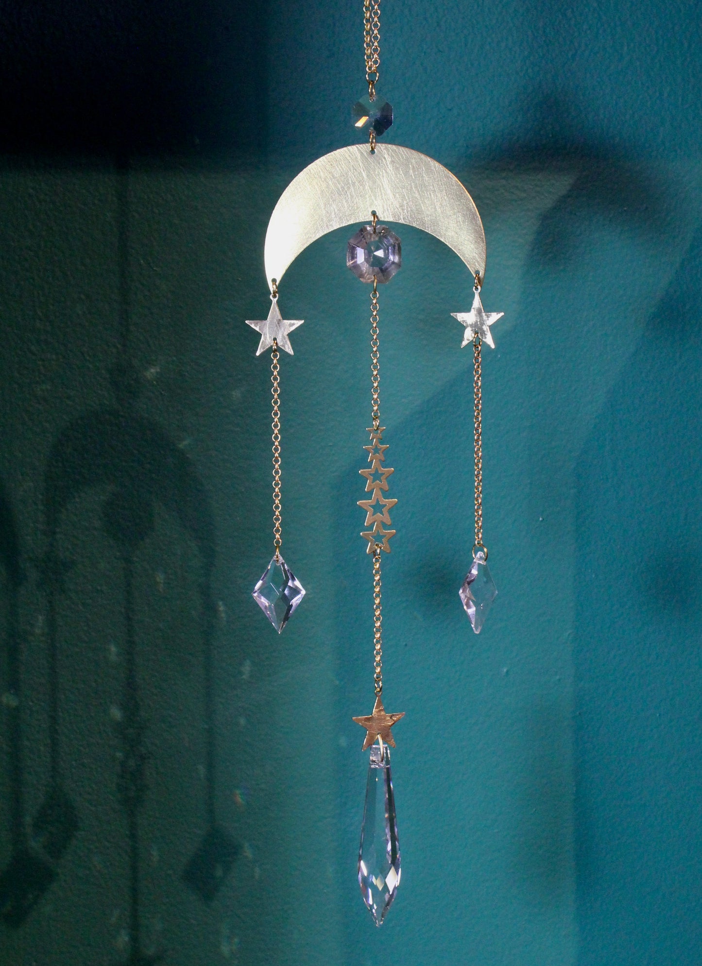 Celestial Crystal Mobile in Brass