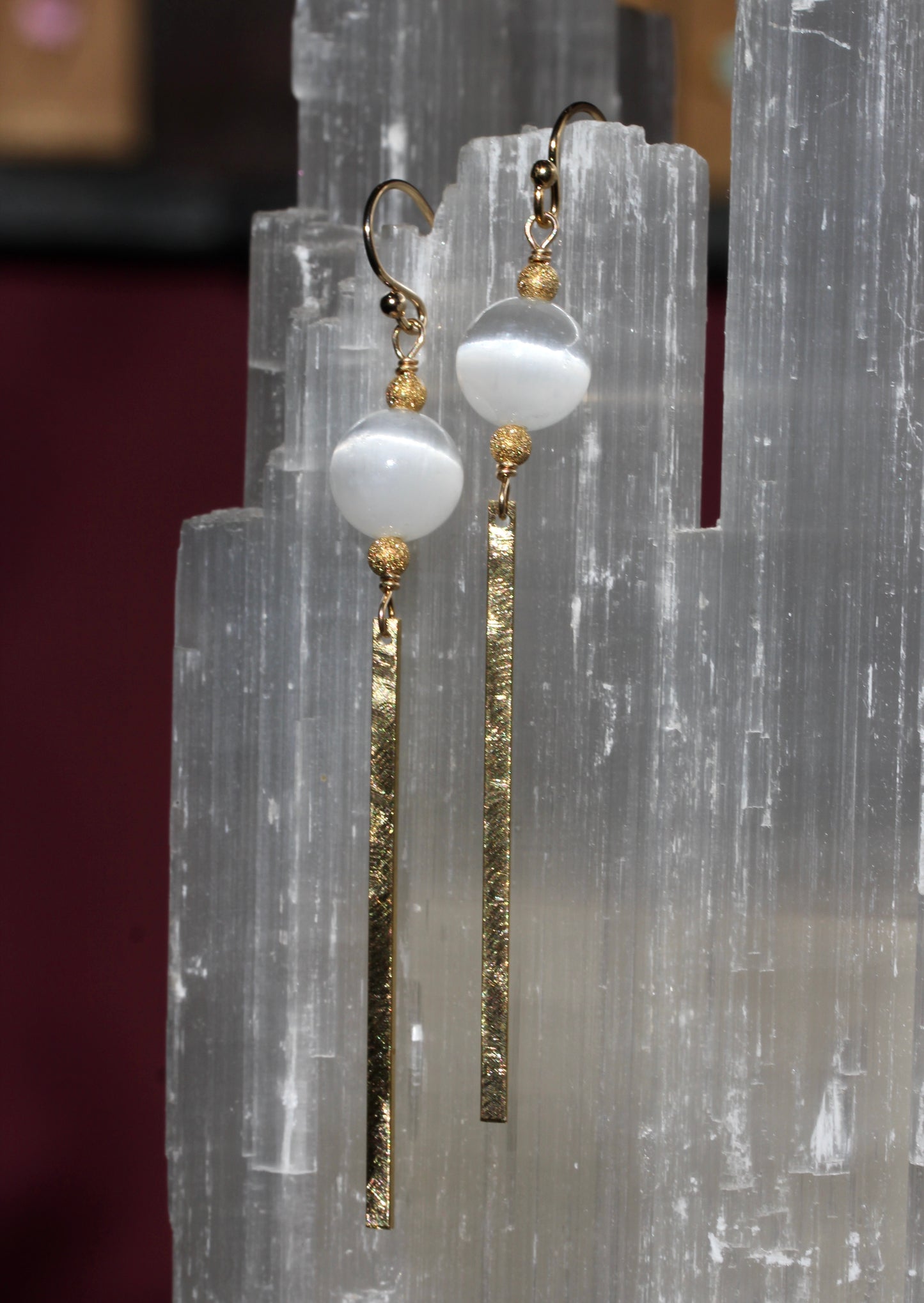 Selenite Bar Drop Earrings
