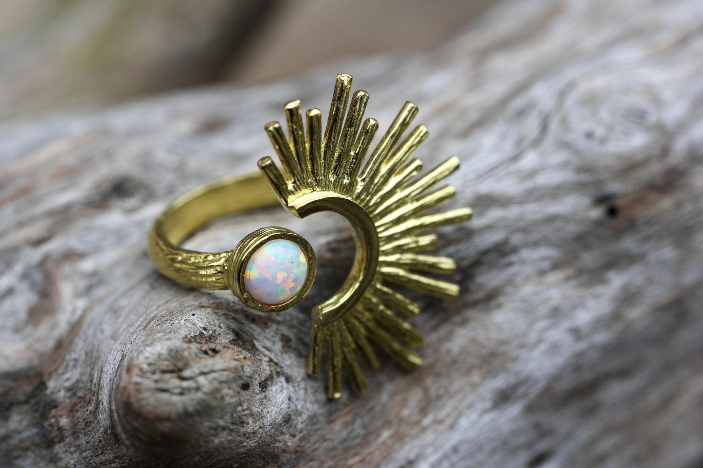 Created Opal Sunburst Ring