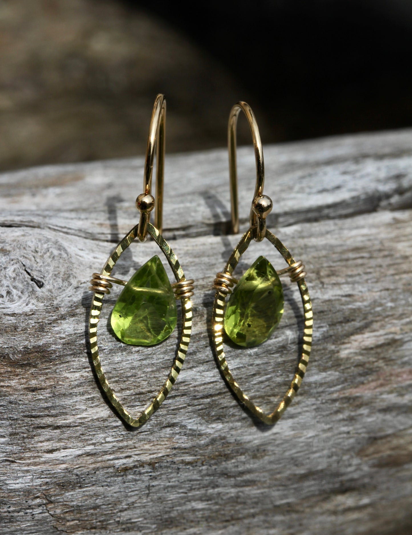 Peridot Gold Marquis Small Drop Earrings