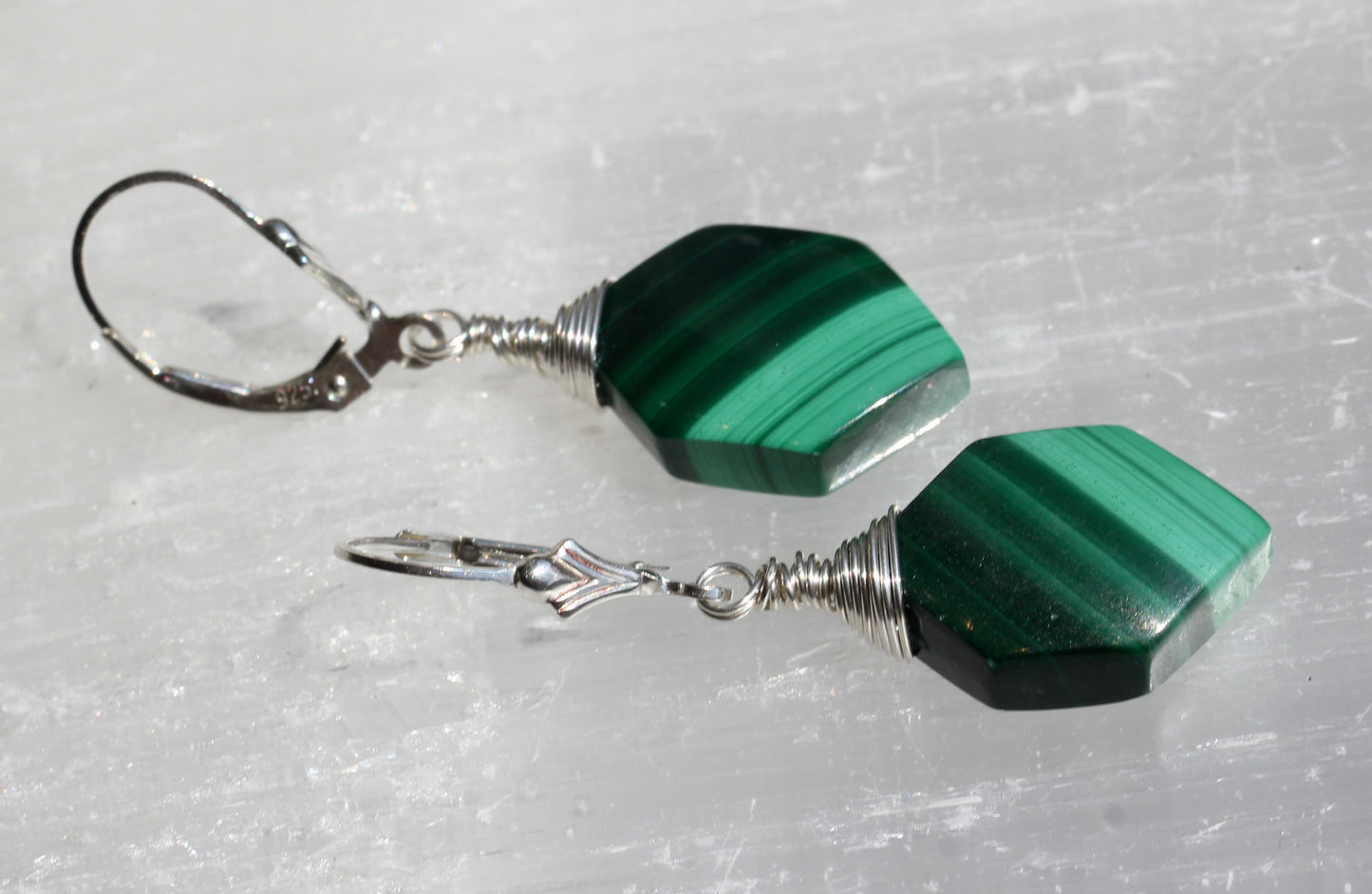 Malachite Hexagonal Earrings
