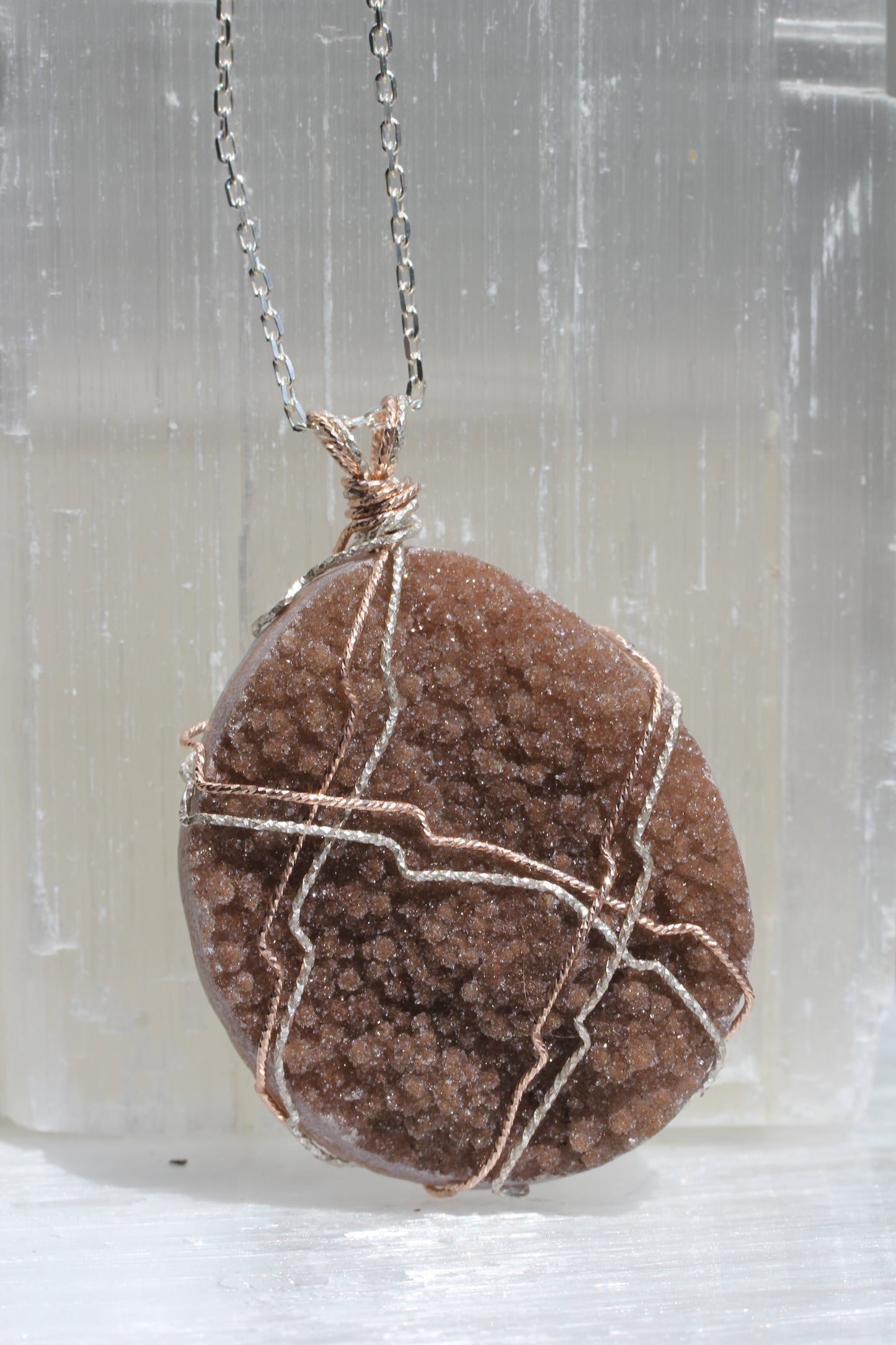 Brown Quartz Druzy Large Pendant