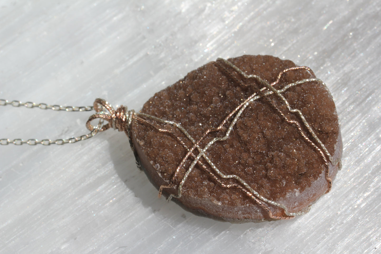 Brown Quartz Druzy Large Pendant