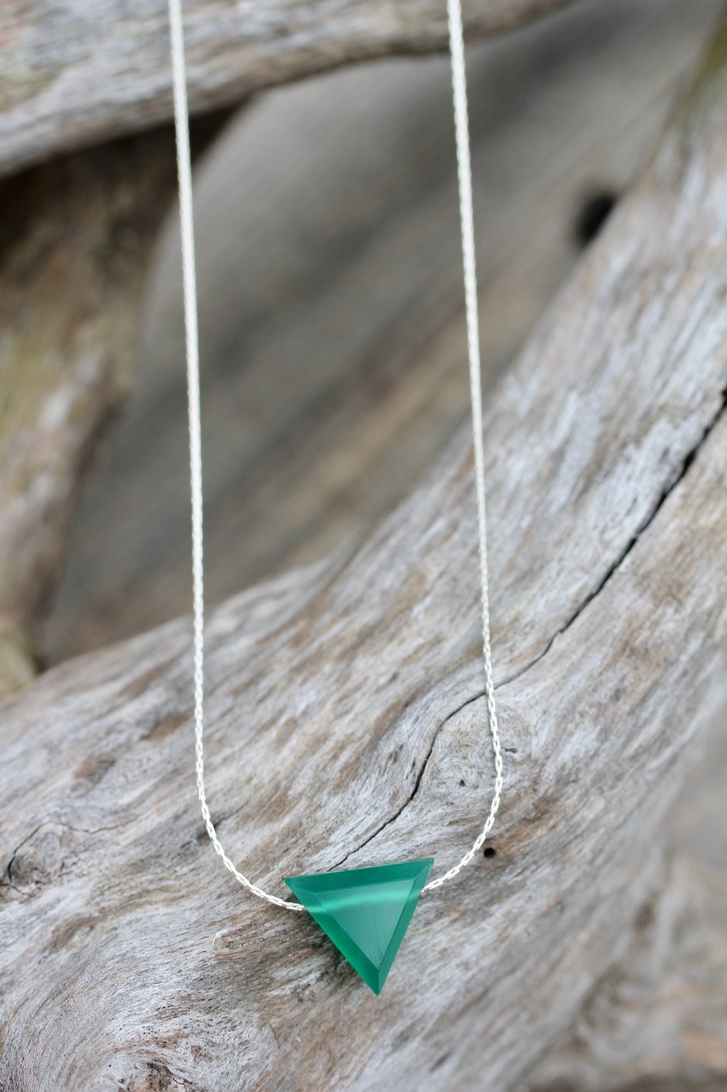 Green Onyx Triangle Spike Necklace