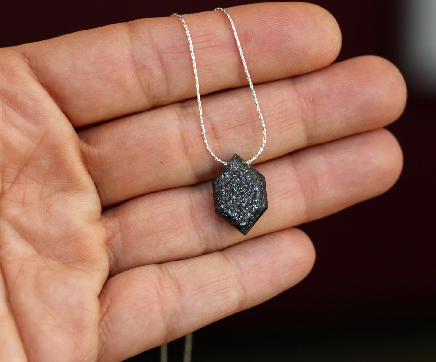 Black Sunstone Hexagon Necklace