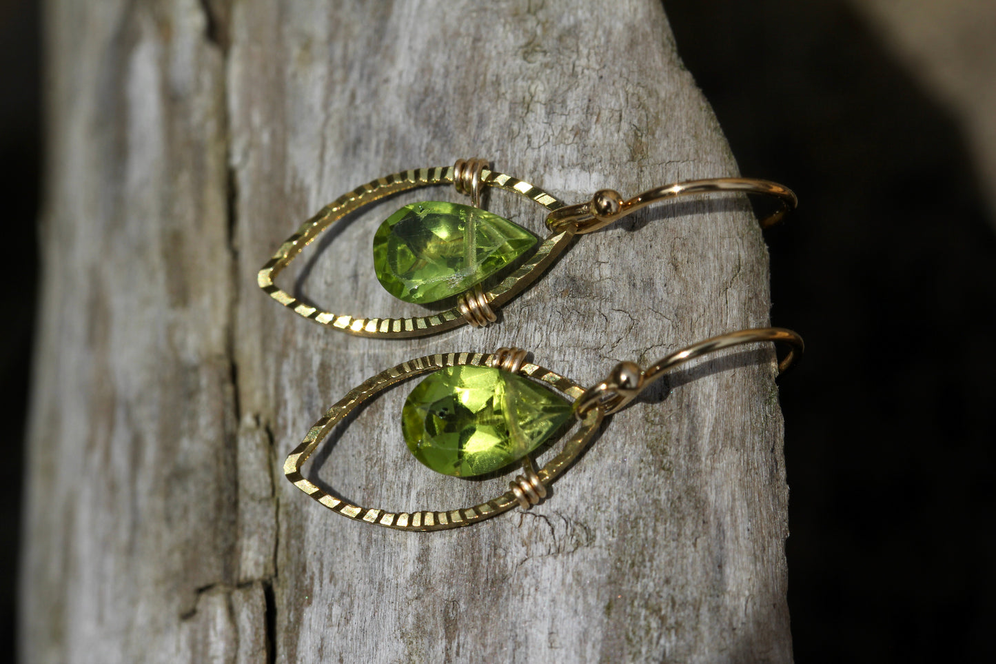 Peridot Gold Marquis Small Drop Earrings