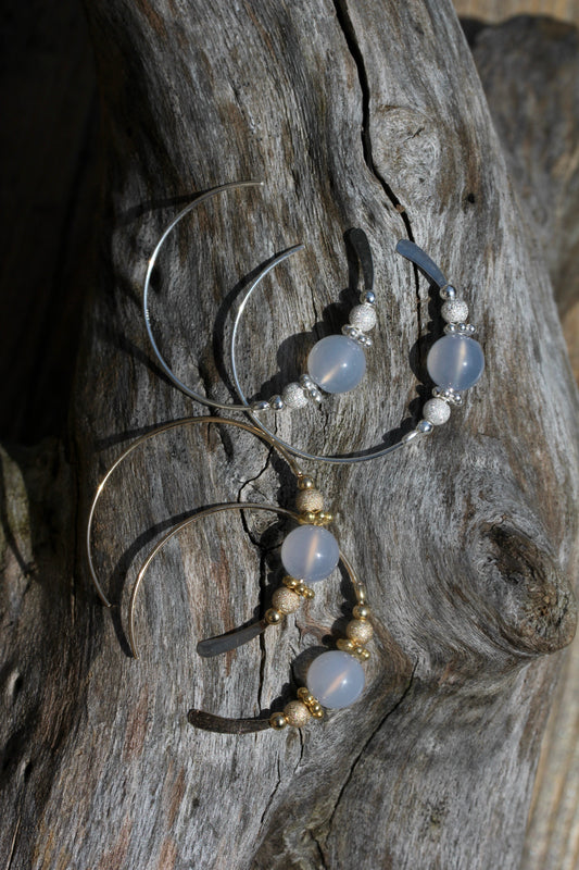 Blue Chalcedony Hoops