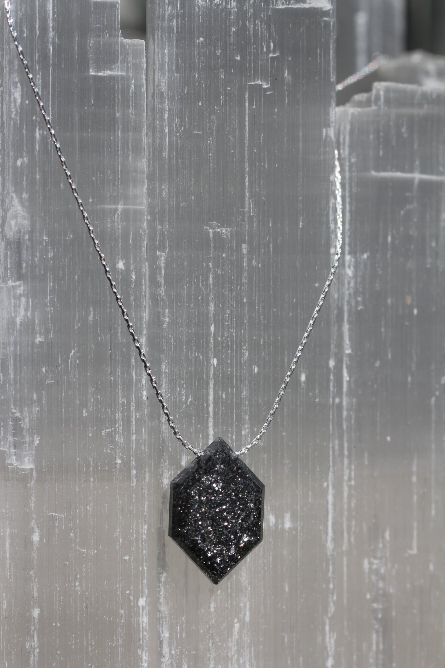 Black Sunstone Hexagon Necklace