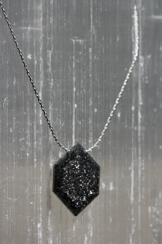 Black Sunstone Hexagon Necklace