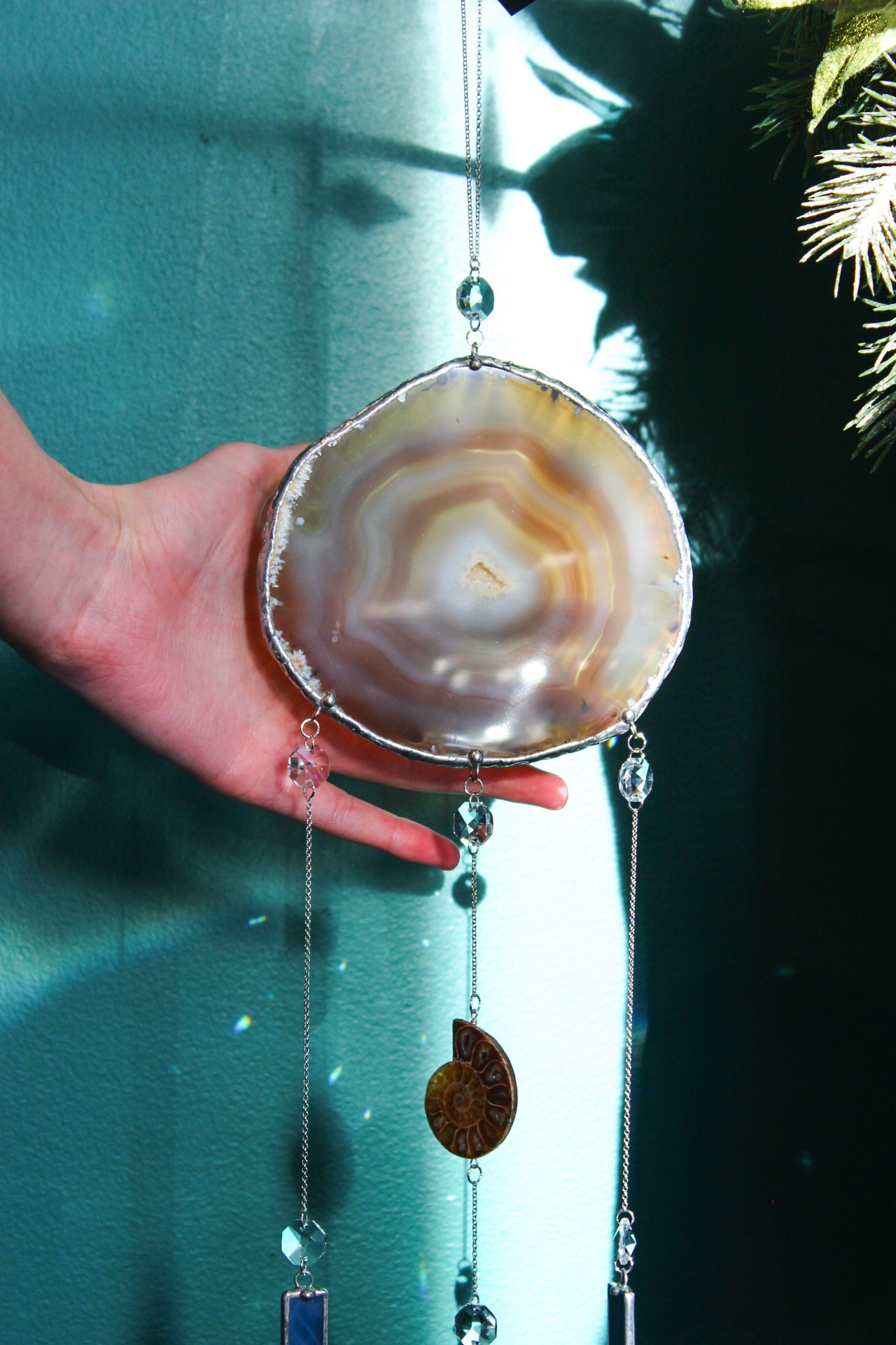 Beige Agate Stained Glass Sun Catcher