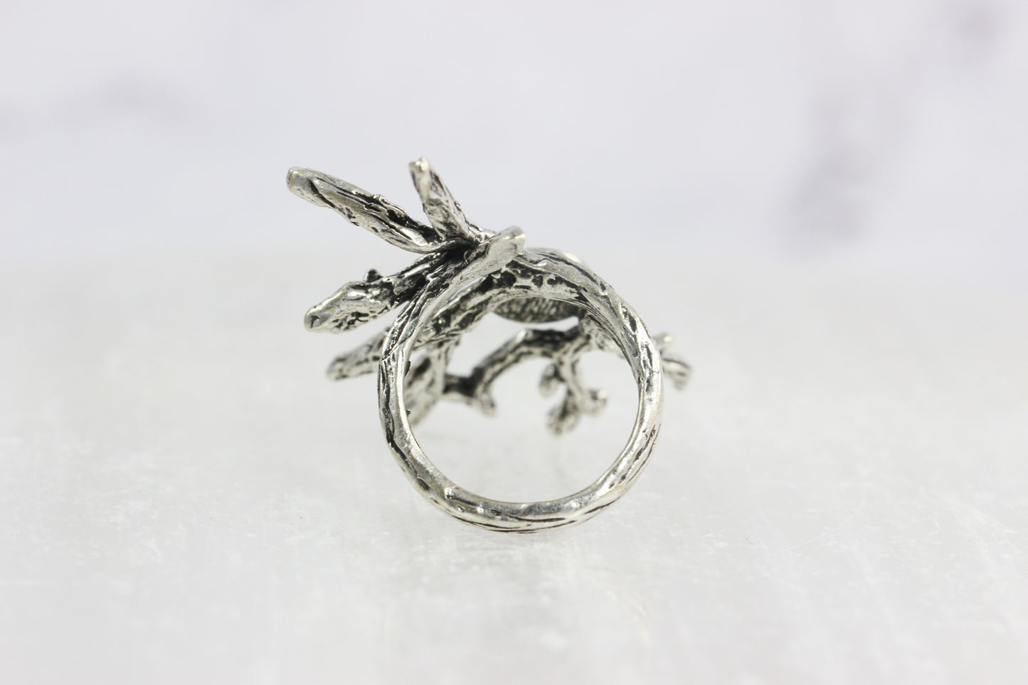 Created Opal Silver Branch Ring