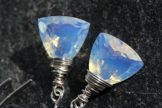 Opalite Quartz V Wire Earrings