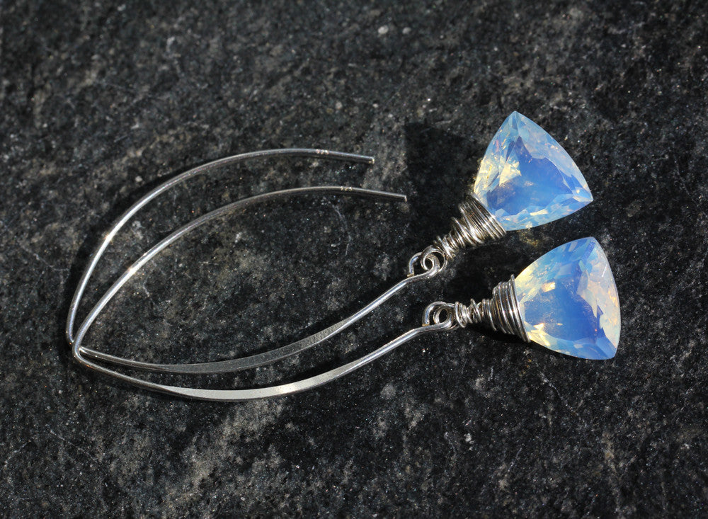 Opalite Quartz V Wire Earrings