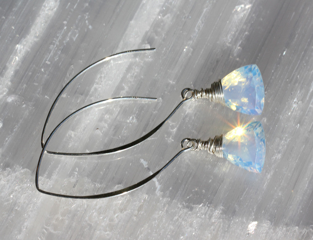 Opalite Quartz V Wire Earrings