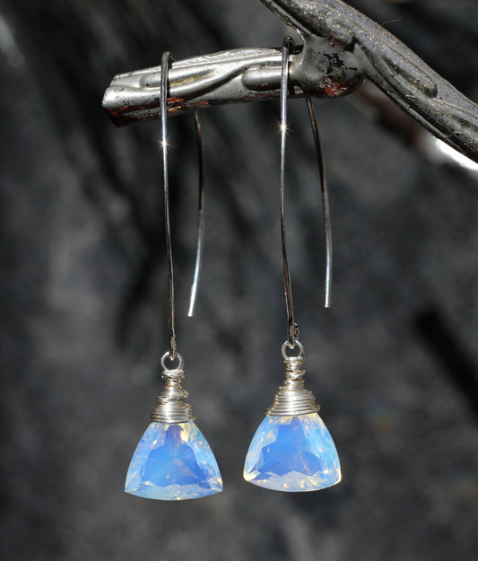 Opalite Quartz V Wire Earrings