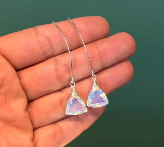 Opalite Quartz V Wire Earrings