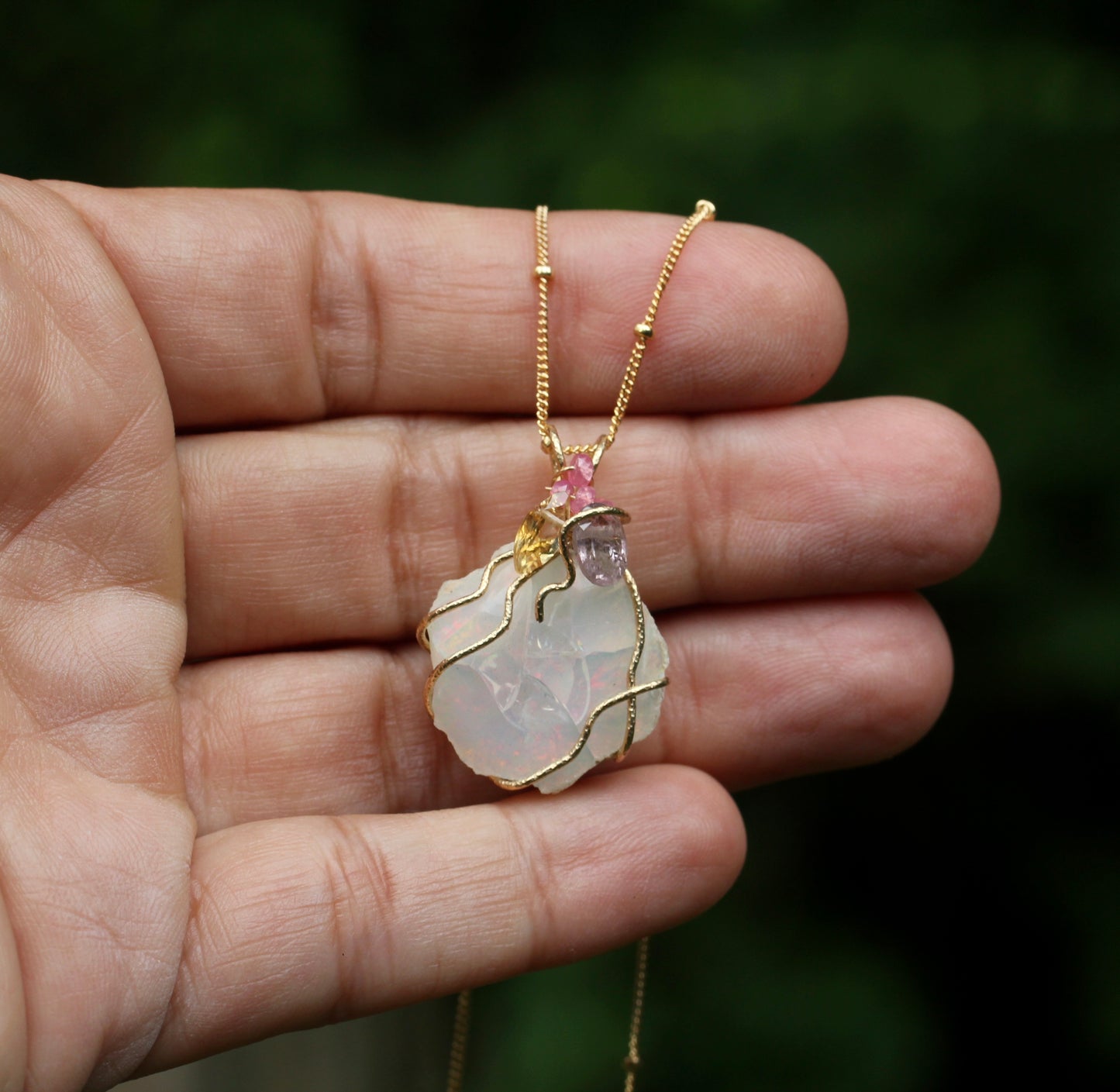 Snow White Opal Necklace