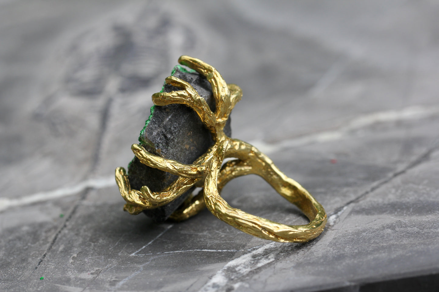 Uvarovite Druzy Branch Ring
