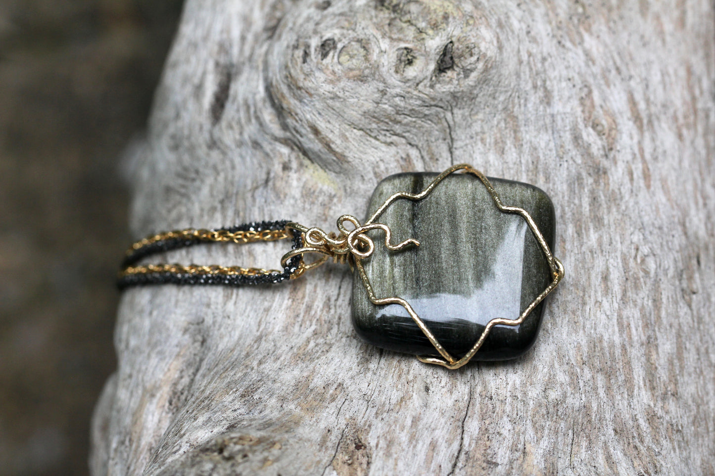 Gold Sheen Obsidian Necklace