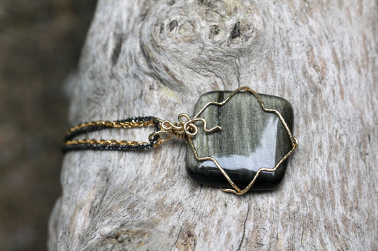 Gold Sheen Obsidian Necklace