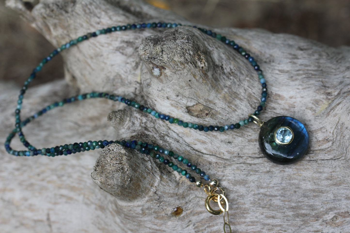Labradorite Azurite Beaded Necklace