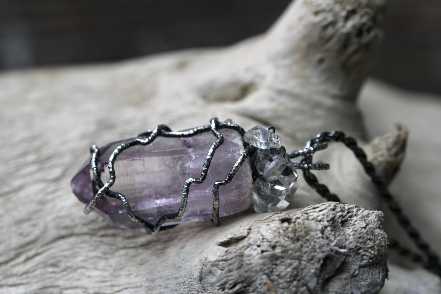 Vera Cruz Amethyst Herkimer Diamond Crystal Pendant