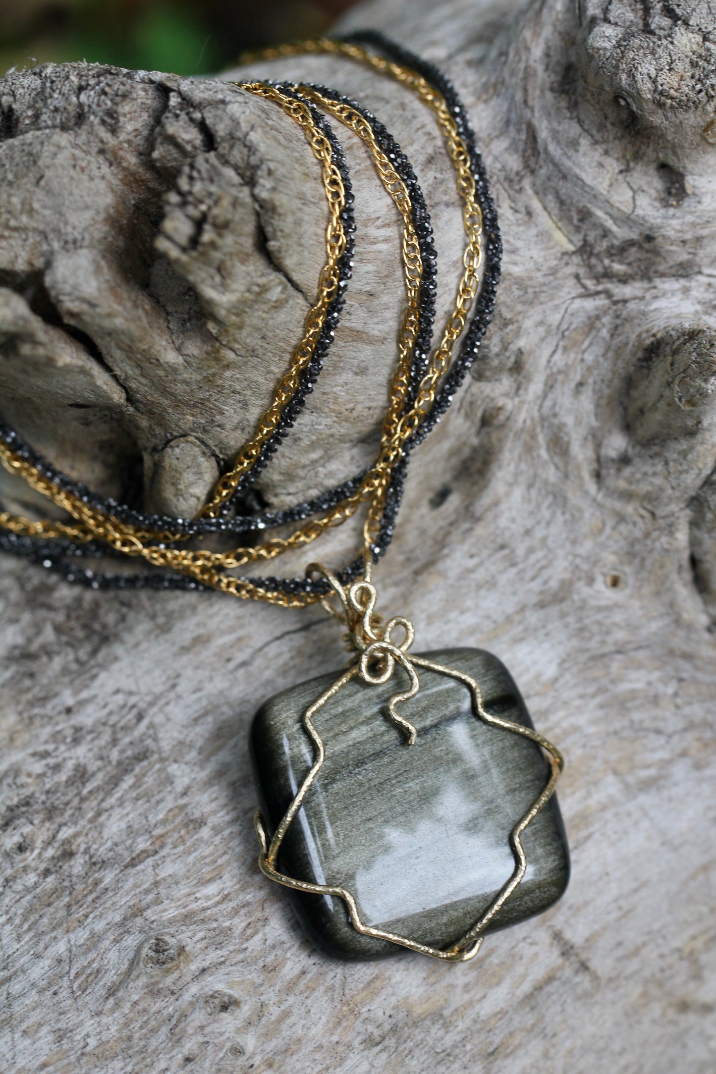 Gold Sheen Obsidian Necklace