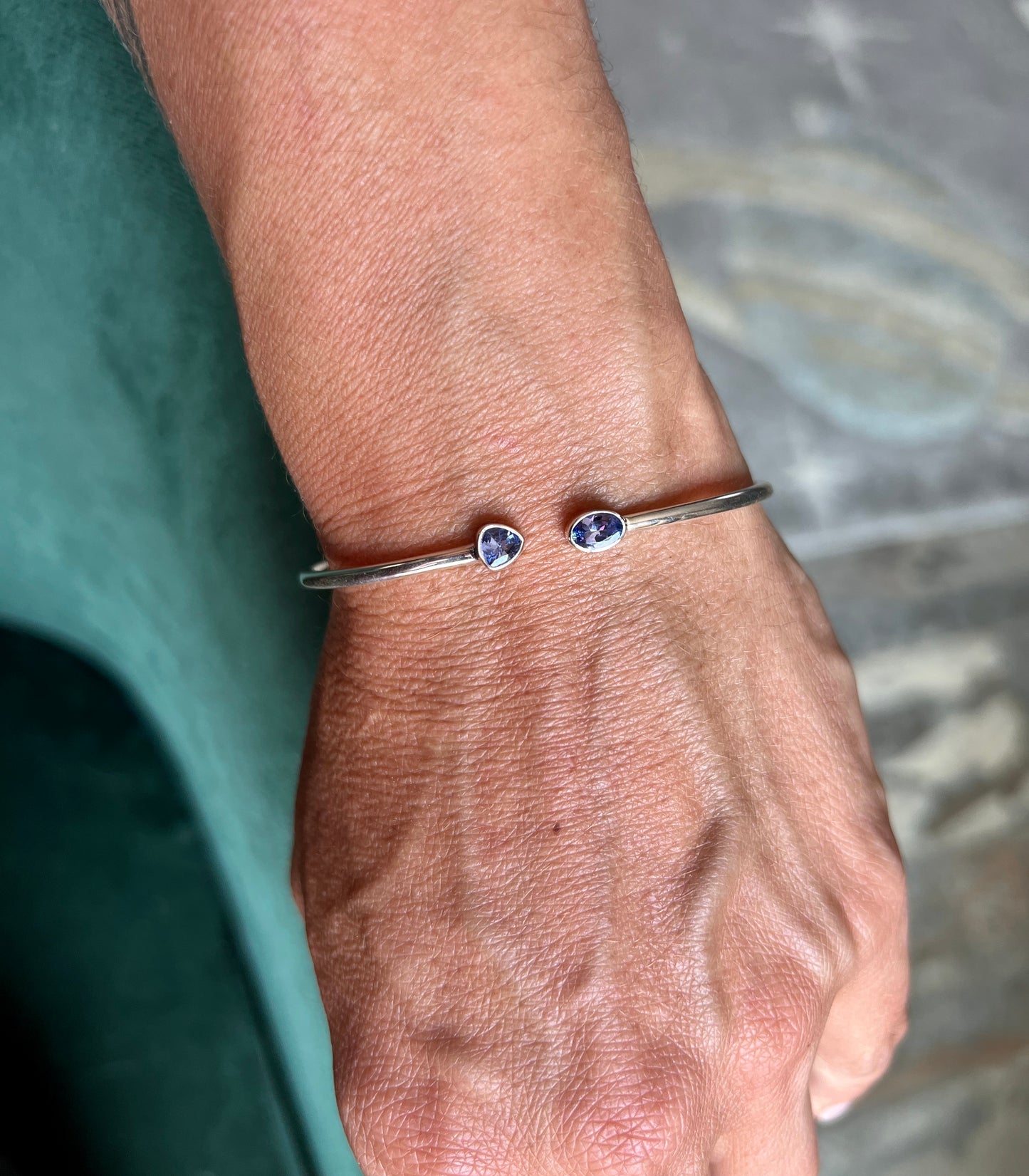 Tanzanite Silver Cuff Bracelet