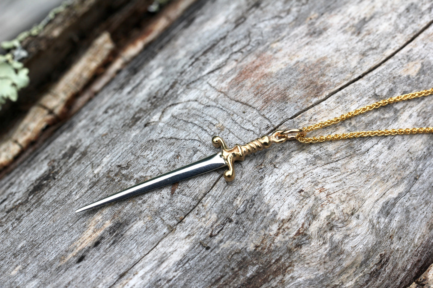 Silver and Gold Sword Necklace