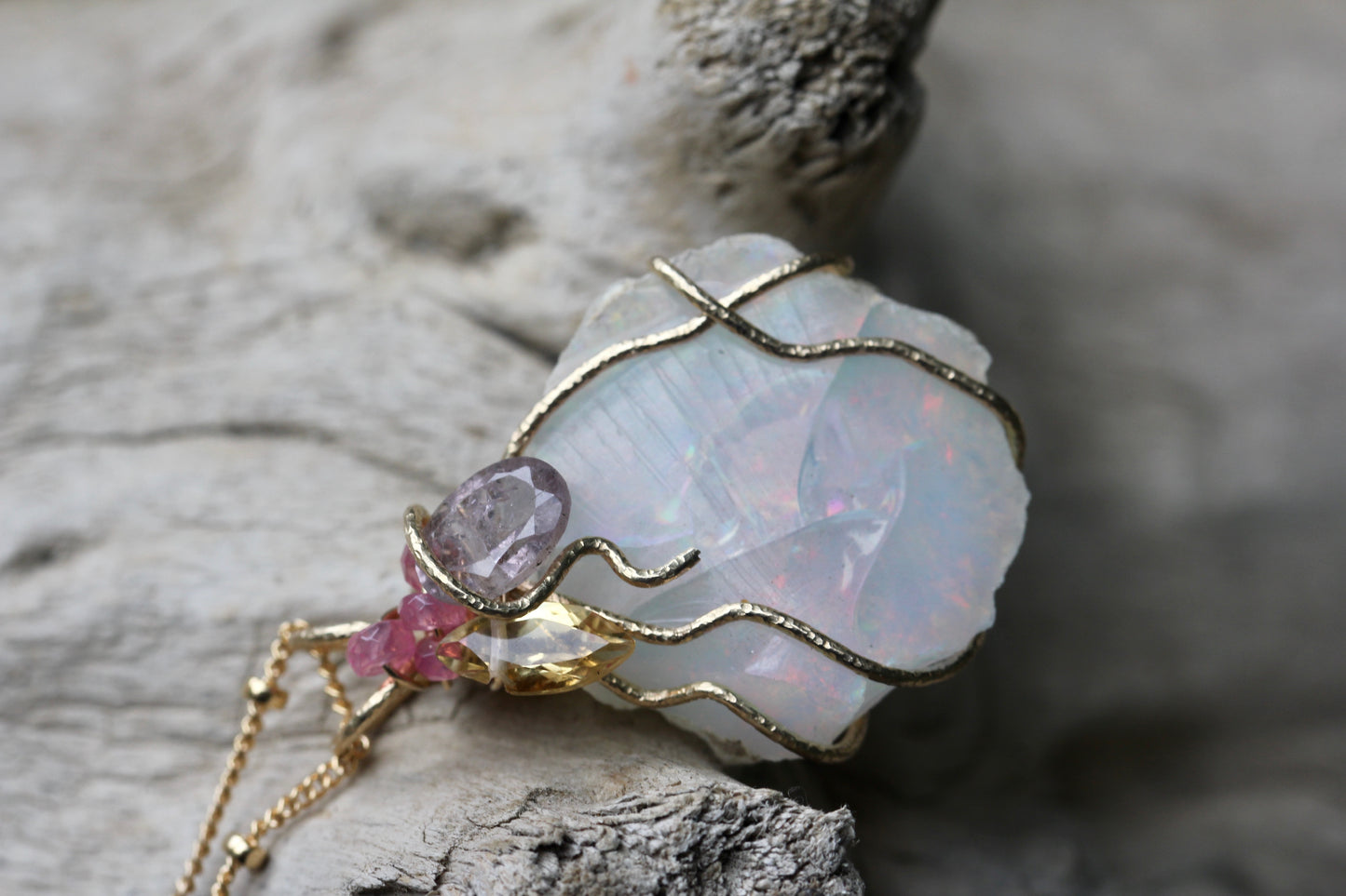 Snow White Opal Necklace