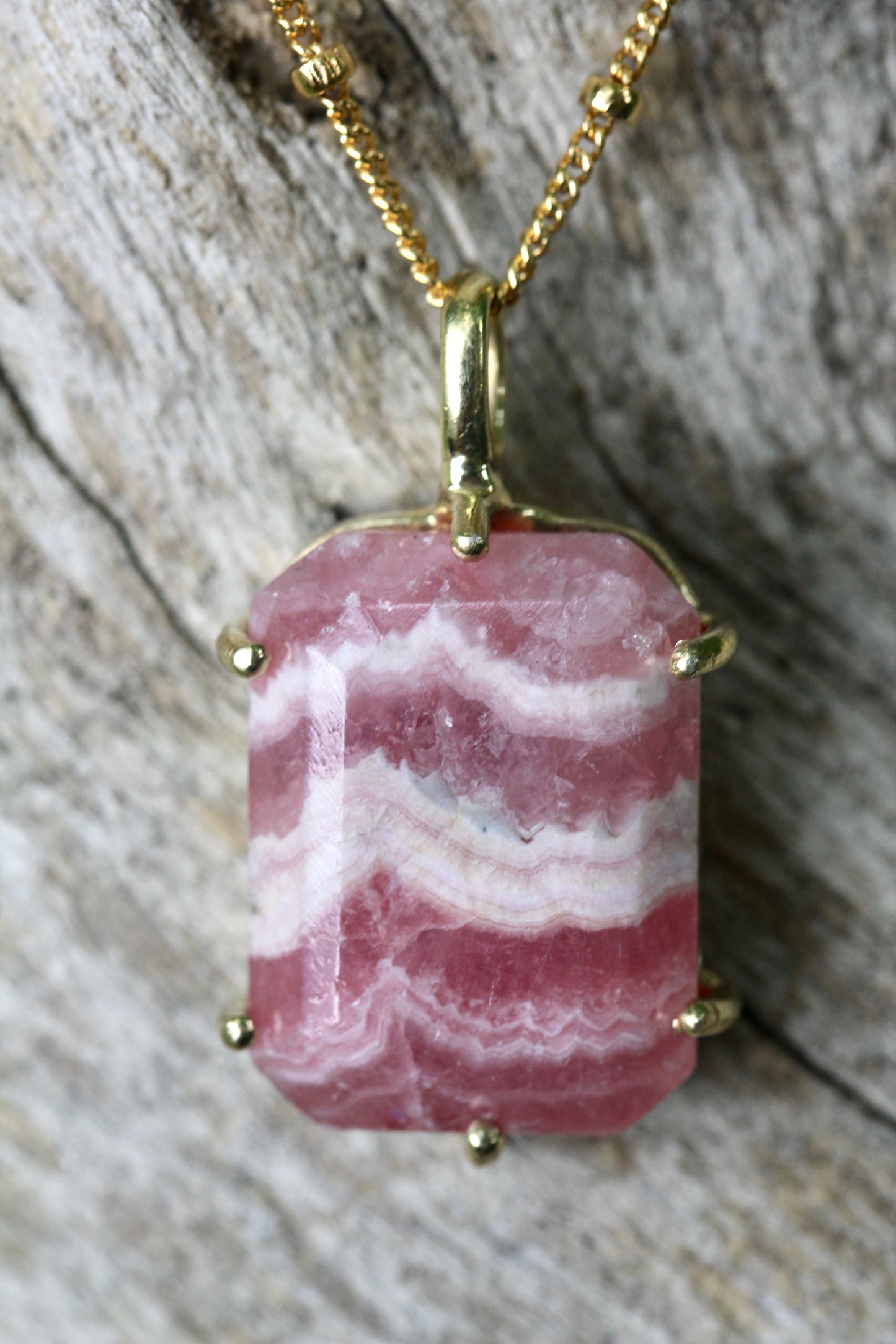 Rhodochrosite Gold Necklace