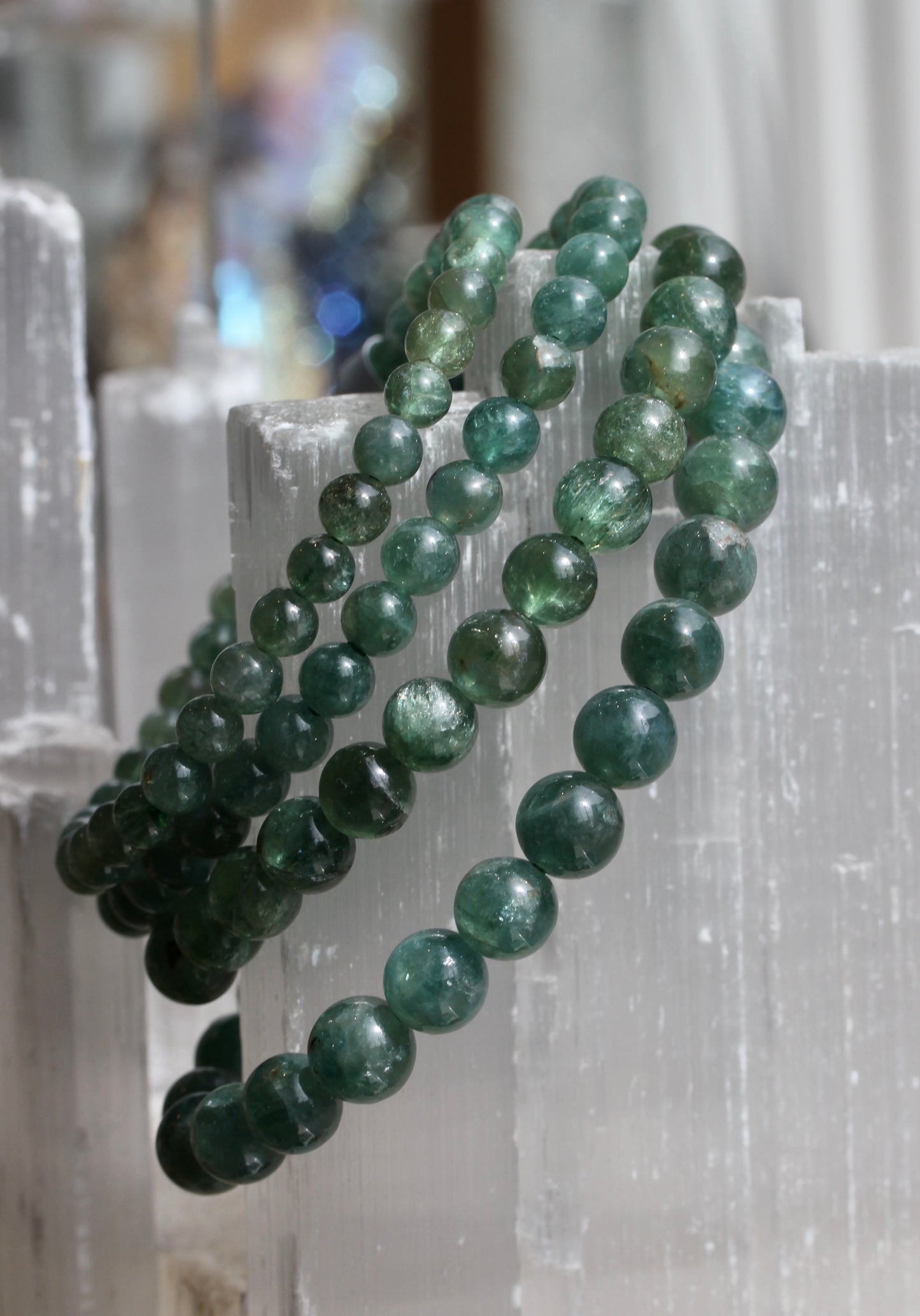 Green Apatite Stretch Bead Bracelets