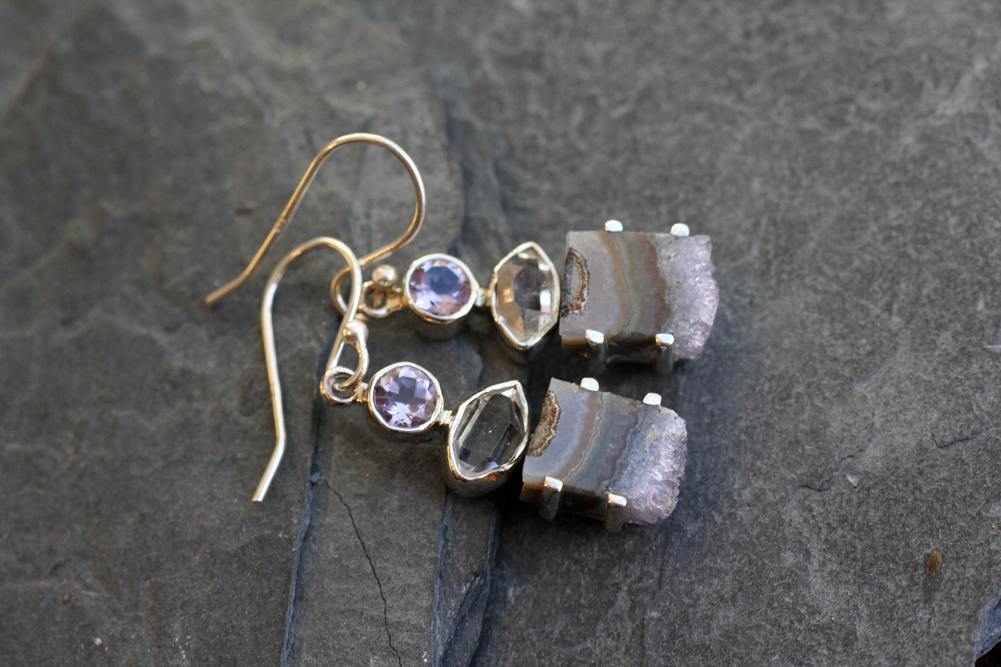 Amethyst Herkimer Diamond Earrings