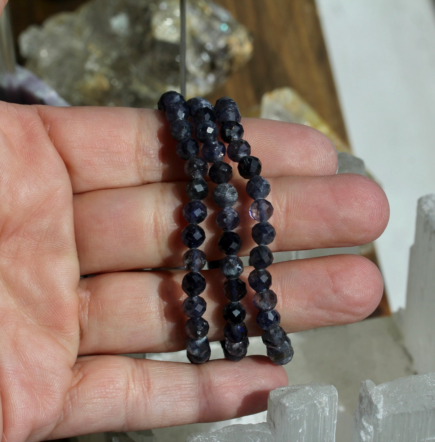 Iolite Bead Stretch Bracelets