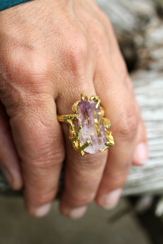 Vera Cruz Amethyst Crystal Branch Ring