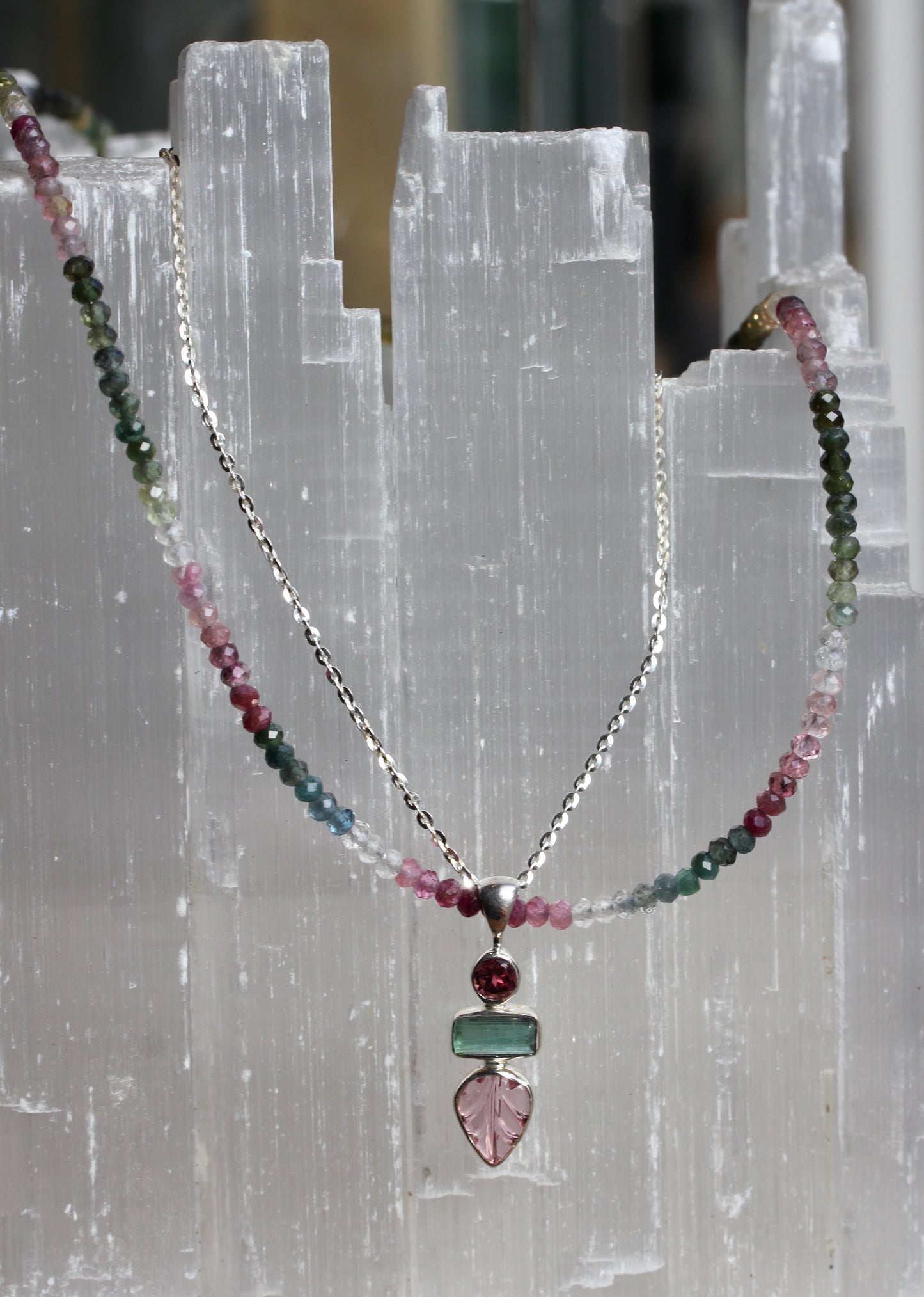 Multi Colored Tourmaline Beaded Necklace