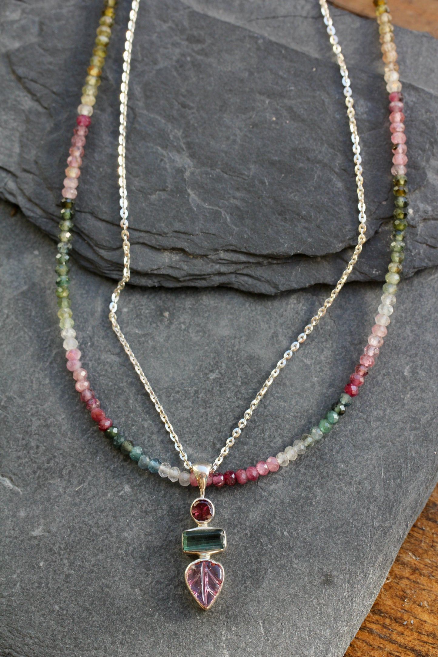 Multi Colored Tourmaline Beaded Necklace