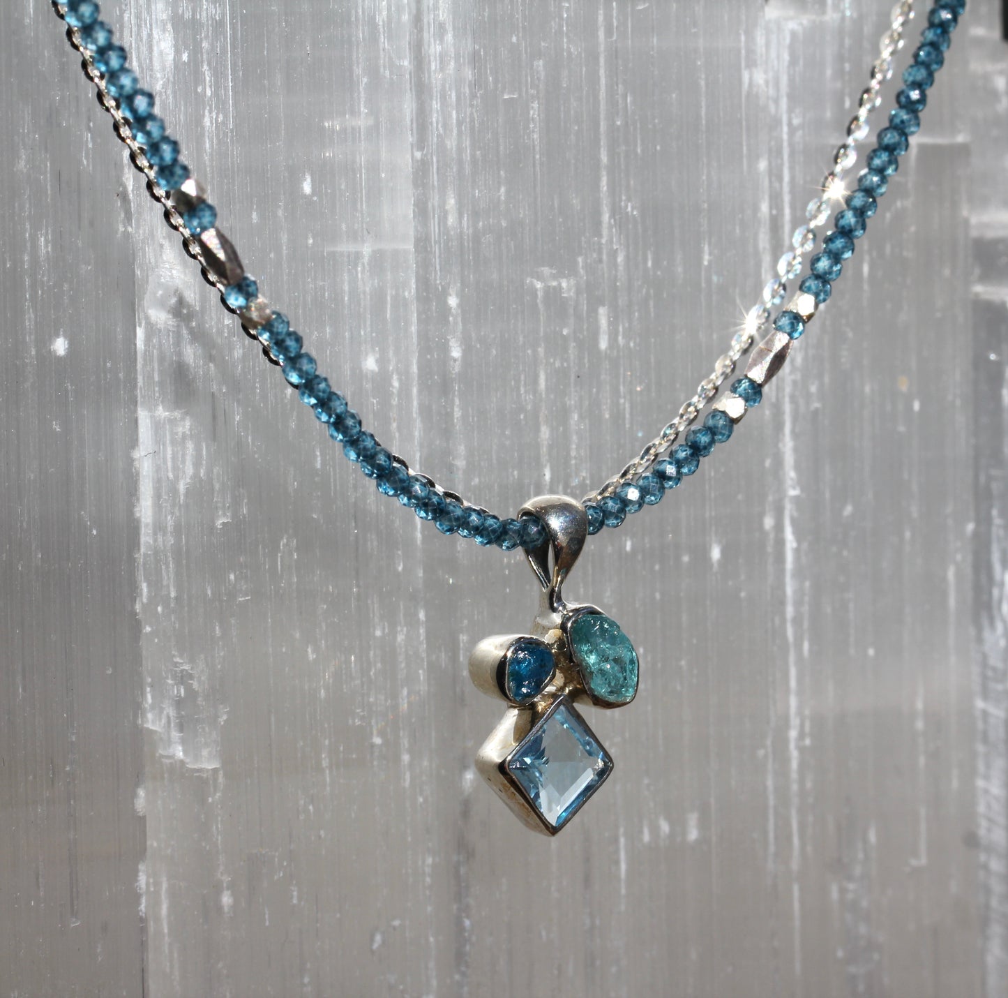 London Blue Topaz and Apatite Beaded Chain Necklace