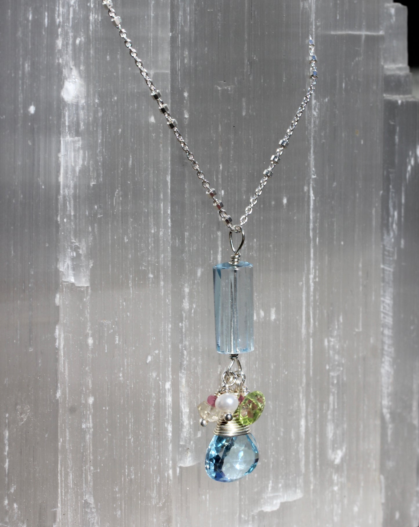 Blue Topaz Tassel Necklace